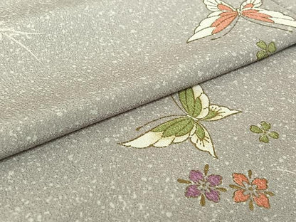 平和屋着物▽小紋 単衣 花蝶文 洗える着物 AABF0765jh