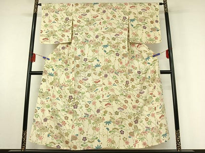 平和屋着物▽小紋 単衣 松竹梅 洗える着物 AABF0766jh