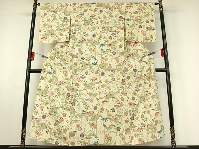 平和屋着物▽小紋 単衣 松竹梅 洗える着物 AABF0766jh