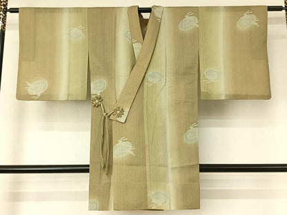平和屋着物▽道中着 スリーシーズン 春夏秋 塵除け 兎 暈し染め 正絹 逸品 AABF0769jh