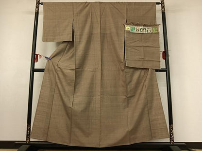 平和屋着物▽結城紬 奥順 はたおり娘 単衣 蚊絣 証紙付き 正絹 逸品 AABF0770jh