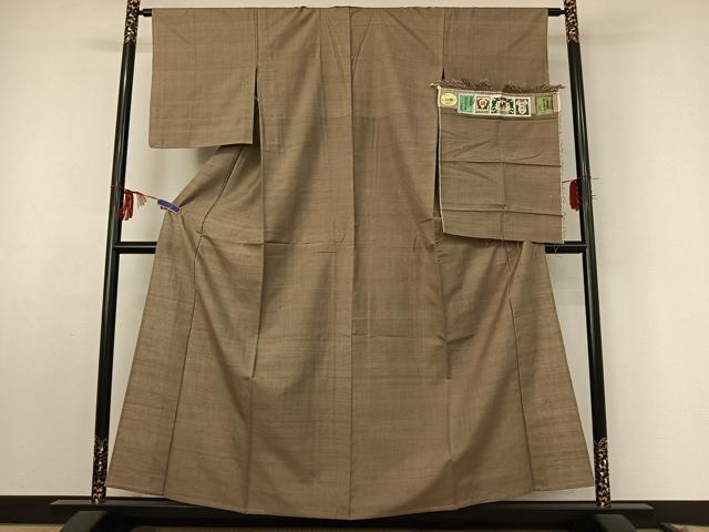 平和屋着物▽結城紬 奥順 はたおり娘 単衣 蚊絣 証紙付き 正絹 逸品 AABF0770jh