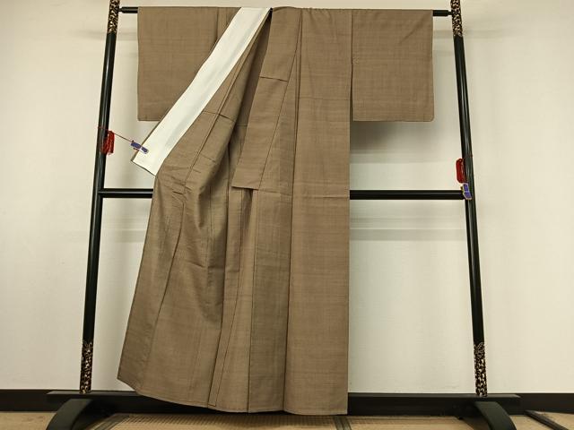 平和屋着物▽結城紬 奥順 はたおり娘 単衣 蚊絣 証紙付き 正絹 逸品 AABF0770jh