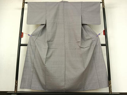 平和屋着物▽本場結城紬 重要無形文化財 単衣 薄墨色 正絹 逸品 AABF0771jh