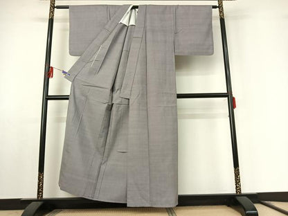 平和屋着物▽本場結城紬 重要無形文化財 単衣 薄墨色 正絹 逸品 AABF0771jh