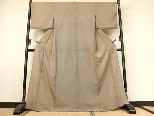 平和屋着物▽江戸小紋 単衣 万筋 枯茶色×白色 さんび謹製 洗える着物 AABF0773jh