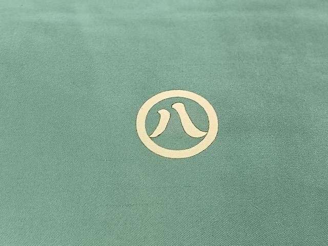 平和屋着物▽男性　色紋付　単衣　羽織セット　本場大島紬　着物：白群色　羽織：花浅葱色　正絹　逸品　AABF0776jh
