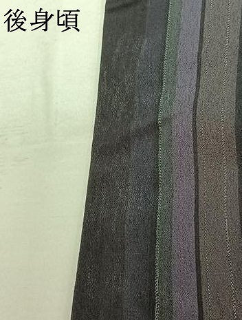 平和屋着物▽本塩沢 単衣 やまだ織 縞 やまと誂製 証紙付き 正絹 逸品 AABF0780jh