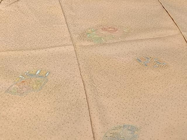 平和屋着物▽訪問着 単衣 中国三大刺繍 汕頭刺繍 スワトウ刺繍 地紙花文 仮絵羽 正絹 逸品 未使用 AABF0782jh