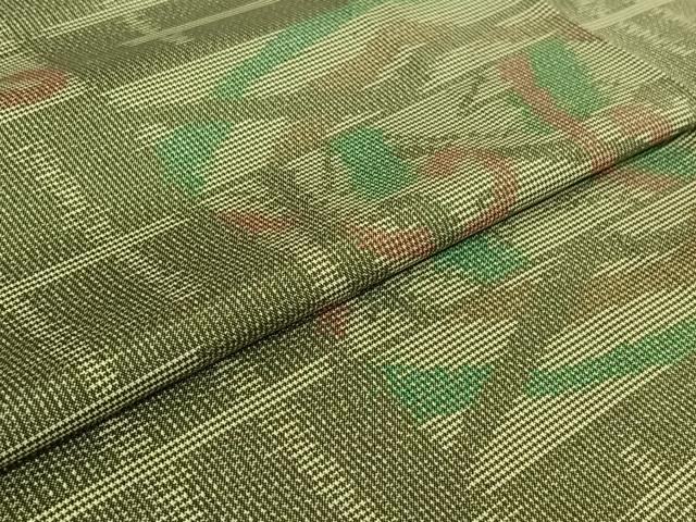 平和屋着物▽本場大島紬 単衣 7マルキ 幾何学文様 正絹 逸品 AABF0788jh