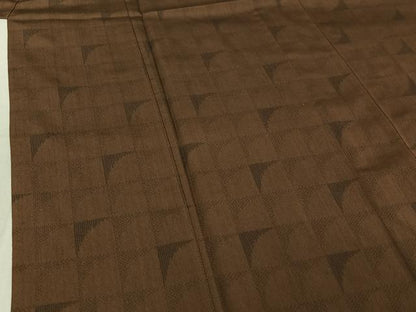 平和屋着物▽お召　単衣　幾何学文様　正絹　逸品　AABF0791jh
