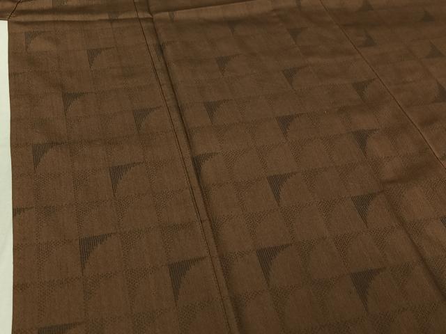 平和屋着物▽お召　単衣　幾何学文様　正絹　逸品　AABF0791jh