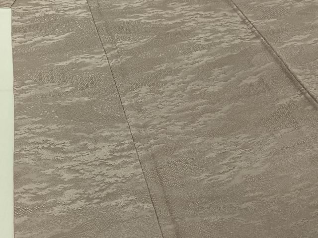 平和屋着物▽上質な色無地 単衣 吉祥風景地紋 暁鼠色