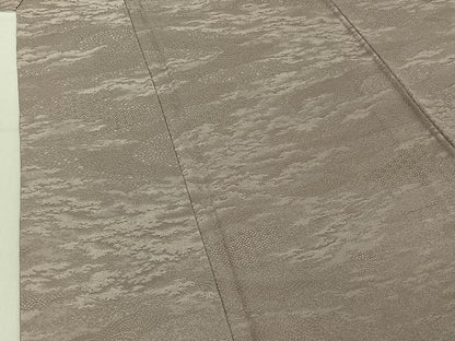 平和屋着物▽上質な色無地 単衣 吉祥風景地紋 暁鼠色 正絹 逸品 AABF0792jh