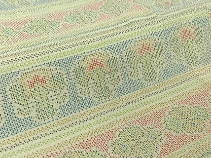 平和屋着物▽本塩沢 単衣 横段花文 正絹 逸品 AABF0793jh