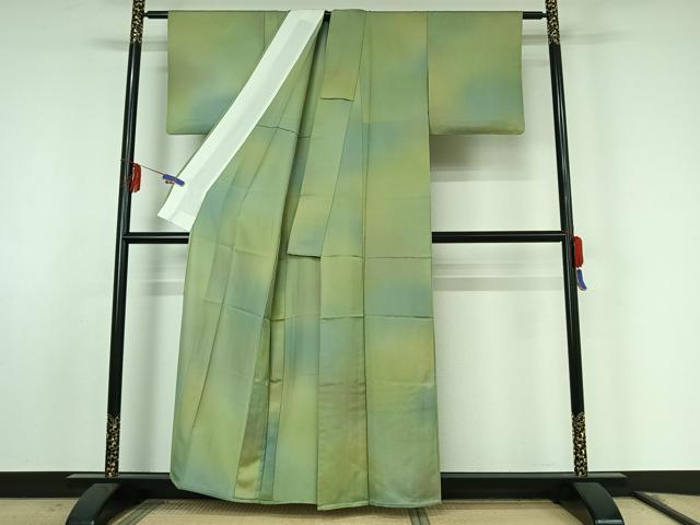 平和屋着物▽上質な小紋 単衣 霞文 暈し染め 正絹 逸品 AABF0795jh