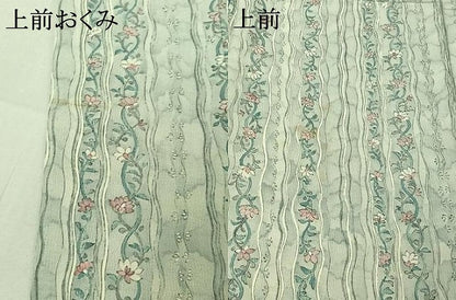 平和屋着物▽上質な小紋 単衣 立涌花文 正絹 逸品 AABF0798jh