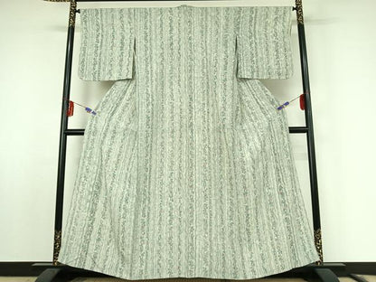 平和屋着物▽上質な小紋 単衣 立涌花文 正絹 逸品 AABF0798jh