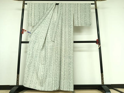 平和屋着物▽上質な小紋 単衣 立涌花文 正絹 逸品 AABF0798jh