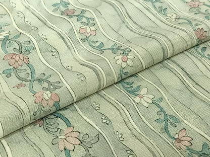 平和屋着物▽上質な小紋 単衣 立涌花文 正絹 逸品 AABF0798jh