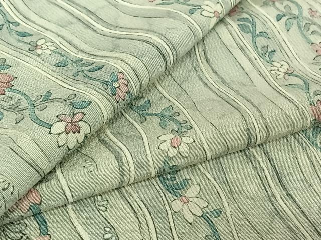 平和屋着物▽上質な小紋 単衣 立涌花文 正絹 逸品 AABF0798jh