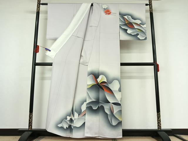 平和屋着物▽訪問着 単衣 霞文 暈し染め 正絹 逸品 AABF0799jh