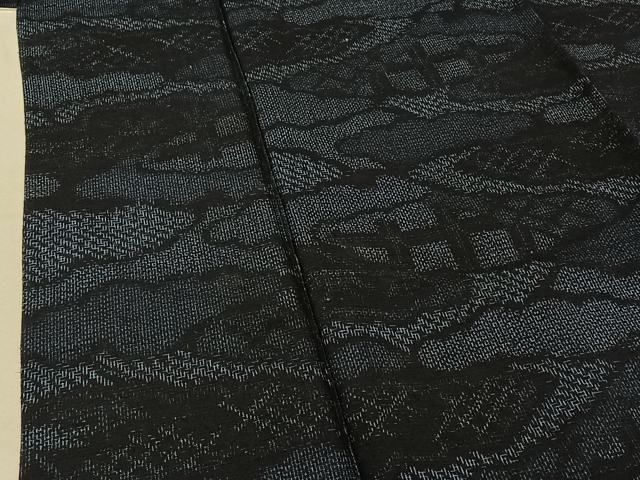 平和屋着物▽上質な紬 単衣 雲取り文 正絹 逸品 AABF0800jh