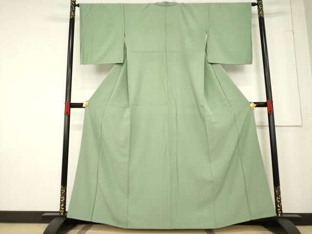 平和屋着物○上質な色無地 麹塵色 正絹 逸品 AABF0881ck