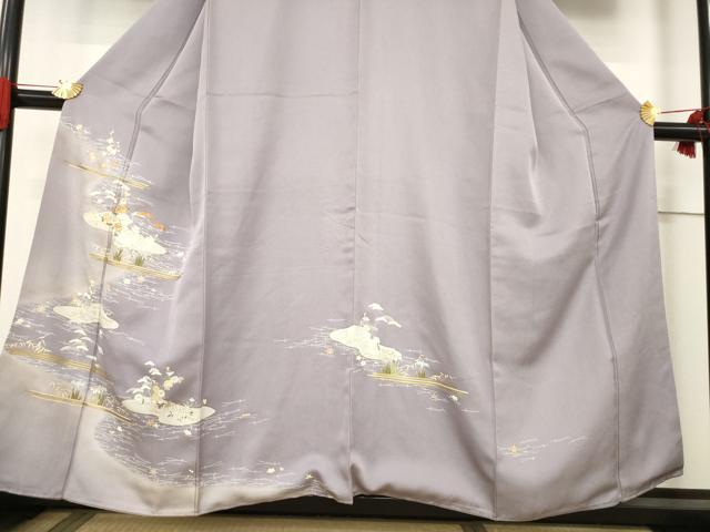 平和屋着物●訪問着　友禅　駒刺繍　流水花文　金彩　正絹　逸品　AABF0889ck 平和屋着物○訪問着 友禅 駒刺繍 流水花文 金彩 正絹 逸品 AABF0889ck