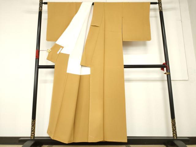 平和屋着物○上質な色無地 黄橡色 正絹 逸品 未使用 AABF0891ck