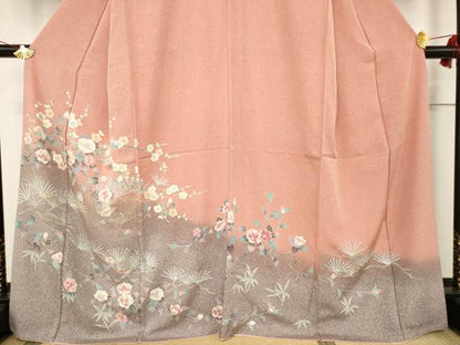 平和屋着物●訪問着　枝花文　暈し染め　正絹　逸品　AABF0894ck