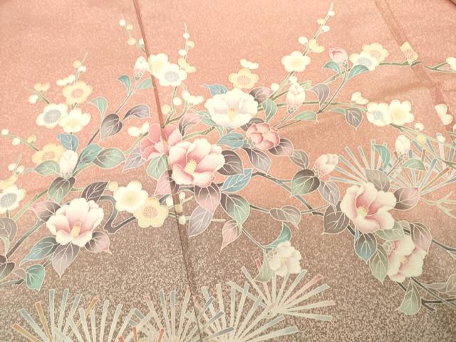 平和屋着物●訪問着　枝花文　暈し染め　正絹　逸品　AABF0894ck