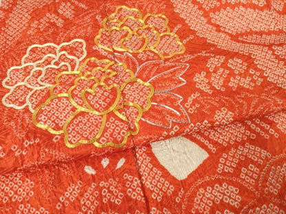 平和屋着物●豪華振袖　総絞り　駒刺繍　流水花文　正絹　逸品　AABF0900ck