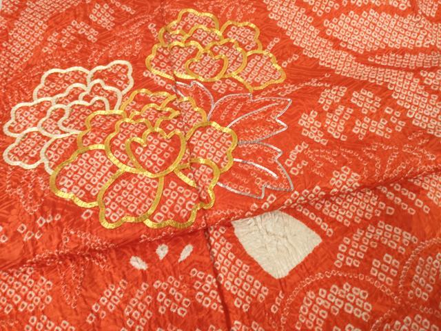 平和屋着物●豪華振袖　総絞り　駒刺繍　流水花文　正絹　逸品　AABF0900ck