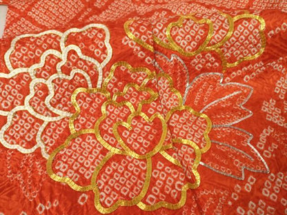 平和屋着物●豪華振袖　総絞り　駒刺繍　流水花文　正絹　逸品　AABF0900ck