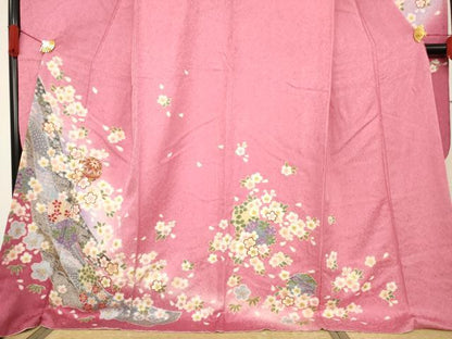 平和屋着物●豪華振袖　花毬文　暈し染め　金彩　ロング丈　正絹　逸品　AABF0901ck