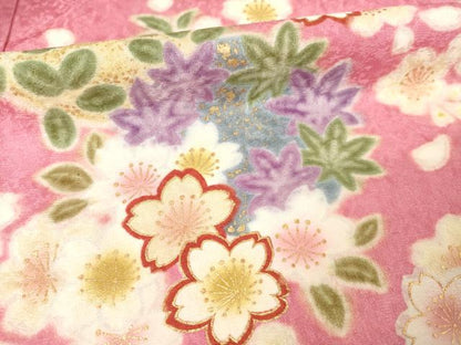 平和屋着物●豪華振袖　花毬文　暈し染め　金彩　ロング丈　正絹　逸品　AABF0901ck