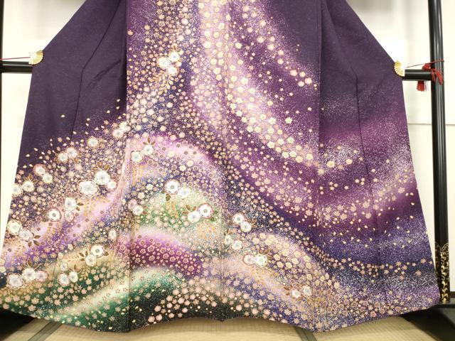 平和屋着物●訪問着　辻が花　暈し染め　銀通し地　正絹　逸品　AABF0903ck