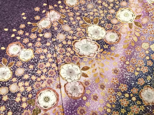 平和屋着物●訪問着　辻が花　暈し染め　銀通し地　正絹　逸品　AABF0903ck