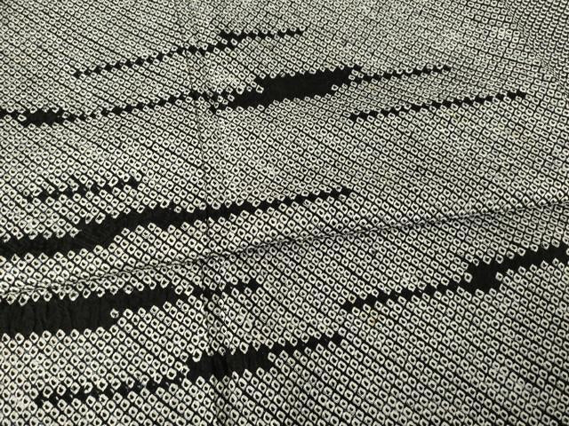平和屋着物●訪問着　総絞り　霞文　黒地　正絹　逸品　AABF0904ck
