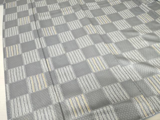 平和屋着物●上質な小紋　市松文　正絹　逸品　AABF0906ck