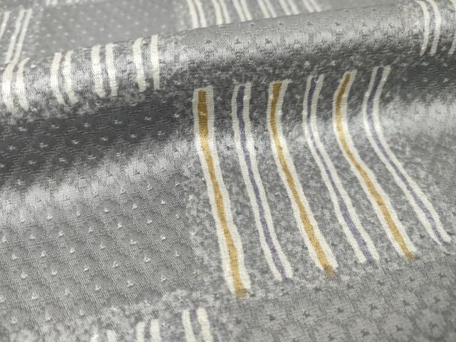 平和屋着物●上質な小紋　市松文　正絹　逸品　AABF0906ck
