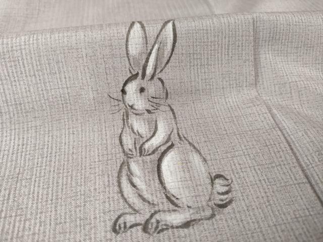 平和屋着物●上質な紬　うさぎ　兎　ワンポイント　正絹　逸品　AABF0907ck