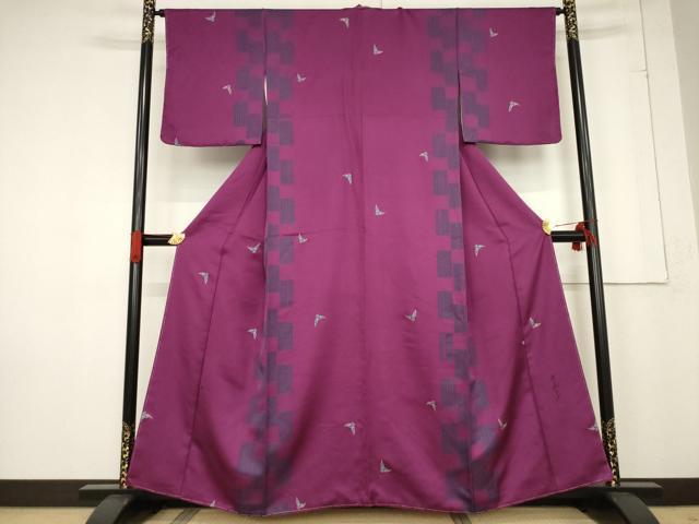 平和屋着物●染色作家　斉藤三才　小紋　飛鳥文　金彩　正絹　逸品　未使用　AABF0908ck
