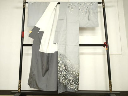 平和屋着物●本場大島紬　染大島　訪問着　辻が花　絞り　暈し染め　正絹　逸品　AABF0909ck