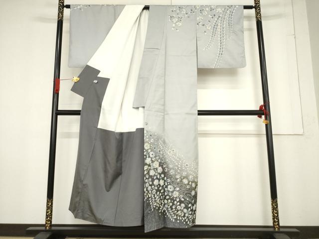 平和屋着物●本場大島紬　染大島　訪問着　辻が花　絞り　暈し染め　正絹　逸品　AABF0909ck