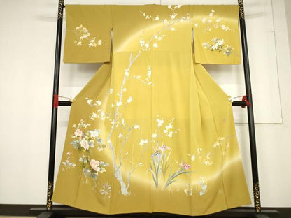 平和屋着物●訪問着　友禅　作家物　枝花文　正絹　逸品　AABF0910ck