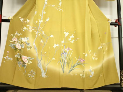 平和屋着物●訪問着　友禅　作家物　枝花文　正絹　逸品　AABF0910ck