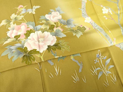 平和屋着物●訪問着　友禅　作家物　枝花文　正絹　逸品　AABF0910ck