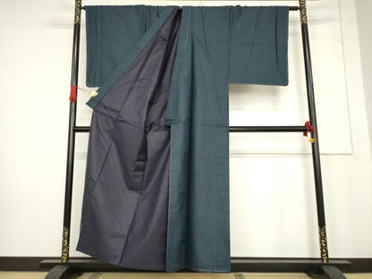 平和屋着物●男性　紬　アンサンブル　亀甲柄　正絹　逸品　AABF0912ck